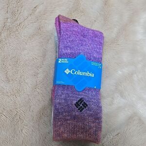 COLUMBIA PINK/PURPLE AND GRAY OMBRE WOOL CREW SOCKS - NEW